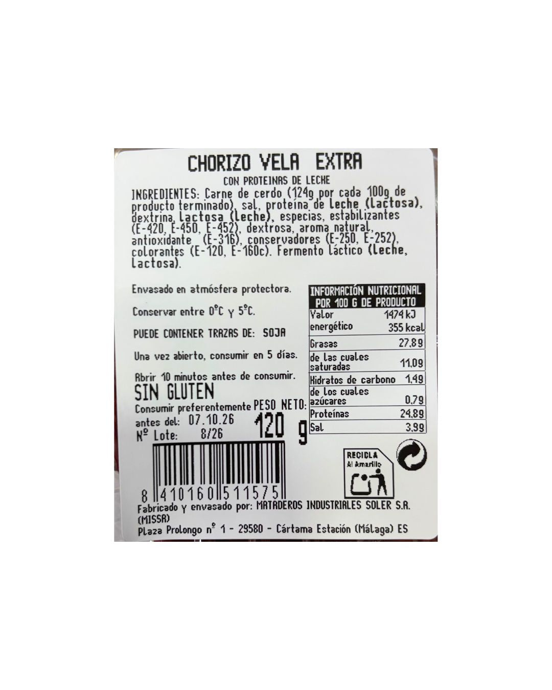 CHORIZO VELA EXTRA