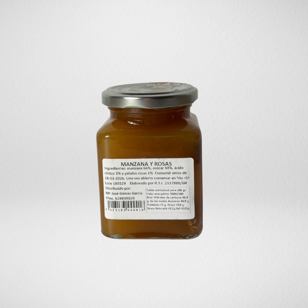 Mermelada de manzana con rosas