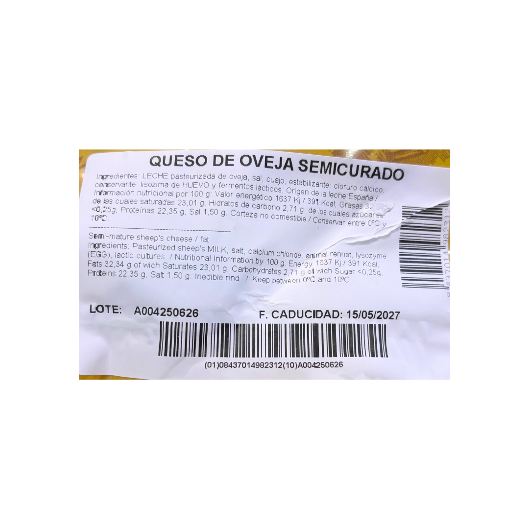 PAYOYO DE OVEJA SEMICURADO